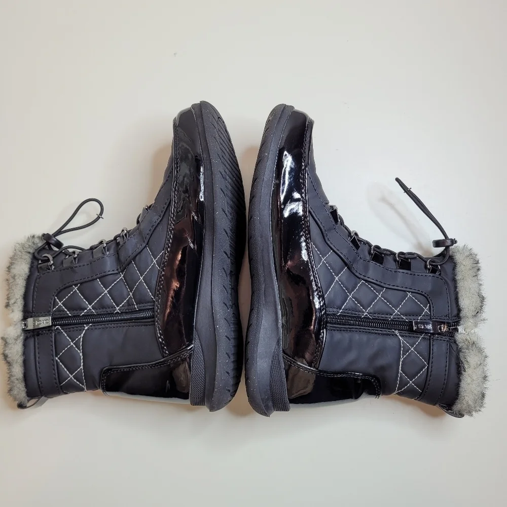 SPORTO Black Jenny Water-resistant Faux Fur Trim Boots/Booties Size Women's 5.5